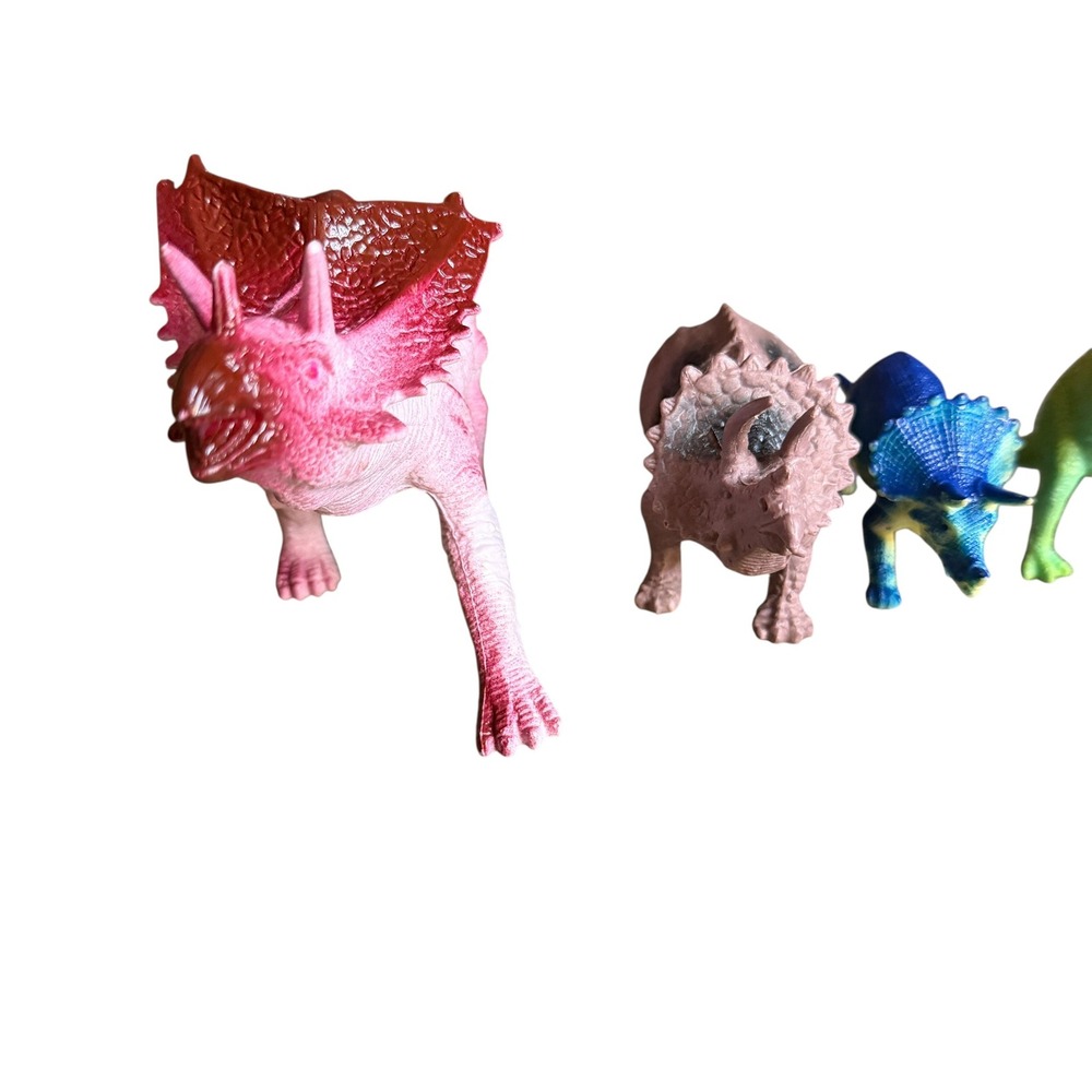 Vintage Style Plastic Dinosaur Toy Figure Lot Mixed Species Multi Color 8pc - Picture 3 of 9